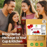 Hibiscus(Jamaica) Premium Flowers Tea Bags - 50 Count (2 g Each) - 100% Natural - Vacuum-Sealed for Freshness - Non-GMO, Sugar-Free, Gluten-Free
