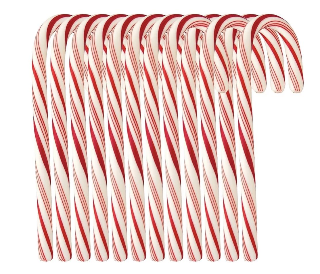 Candy Cane (120 count) Peppermint Flavored | Red & White Stripes Individually Wrapped |BULK | (10 Boxes (12ct) 120 Total)