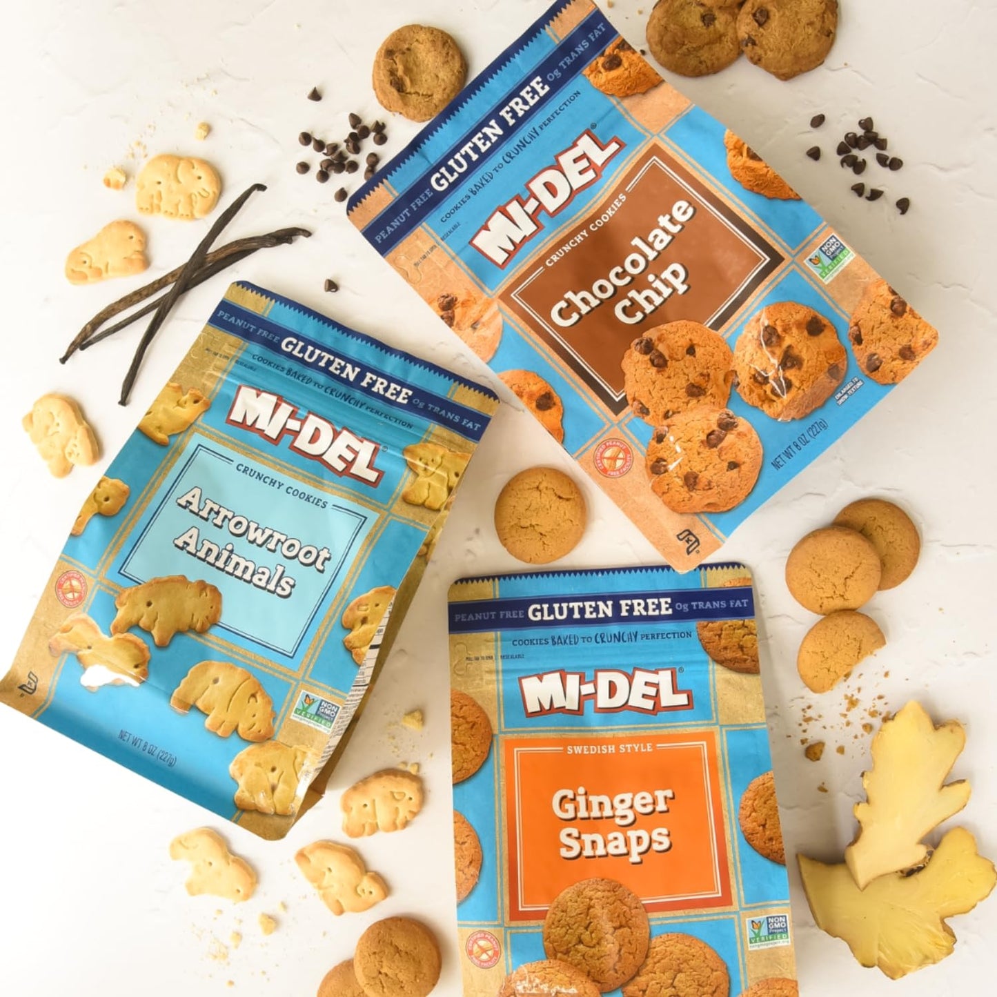 Mi-Del Gluten Free Ginger Snaps - Non GMO Certified, 0g Trans Fat Swedish Ginger Snaps Cookies Old Fashioned (Pack of 1)
