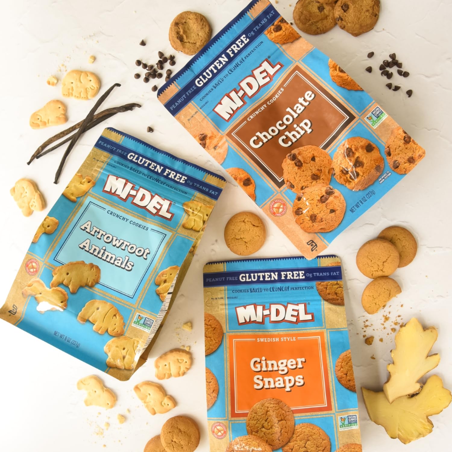 Mi-Del Gluten Free Ginger Snaps - Non GMO Certified, 0g Trans Fat Swedish Ginger Snaps Cookies Old Fashioned (Pack of 1)