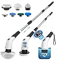 Cordless Electric Spin Scrubber, IPX7 Waterproof Rechargeable Power Cleaning Brush with 4000mAh Battery, 210min Runtime, 7 Brush Heads, 3 Adjustable