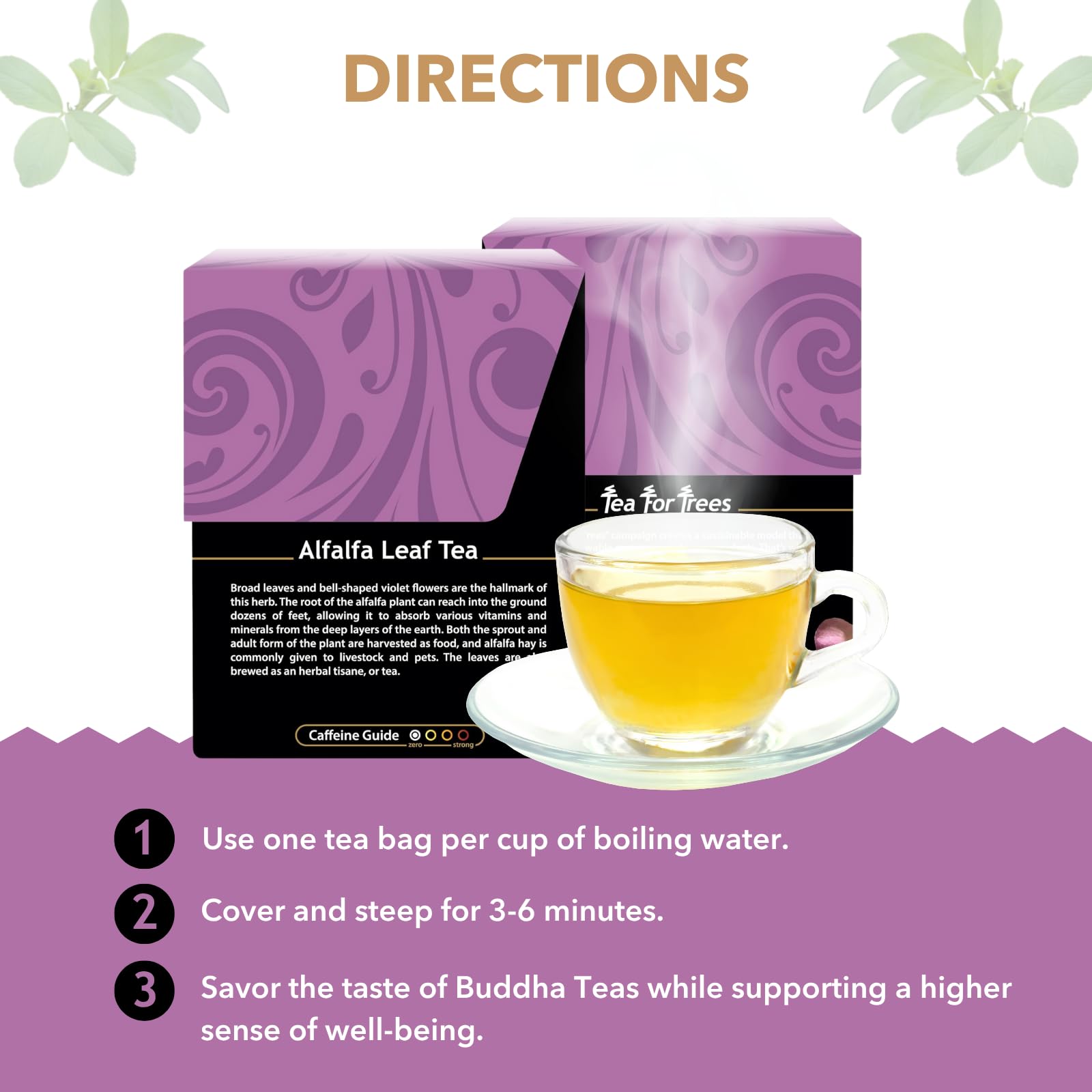 Buddha Teas - Alfalfa Leaf Tea - Herbal Tea - For Health & Wellbeing - With Vitamins, Minerals & Antioxidants - Clean Ingredients - Caffeine Free - OU