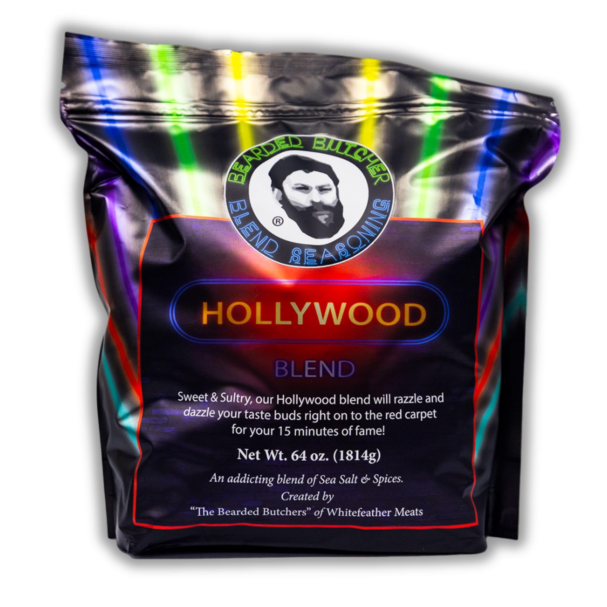 Bearded Butchers Hollywood Blend Seasoning, 64 oz Bag (4 lbs) - Sweet & Sultry with Cane Sugar & Molasses, Ideal for Pork Ribs, Pulled Pork, Brisket
