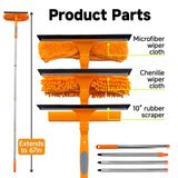 67" Squeegee Window Cleaner 2 in 1 Rotatable Window Cleaning Tool Kit with Extension Pole, Window Washing Equipment with Bendable Head for Indoor