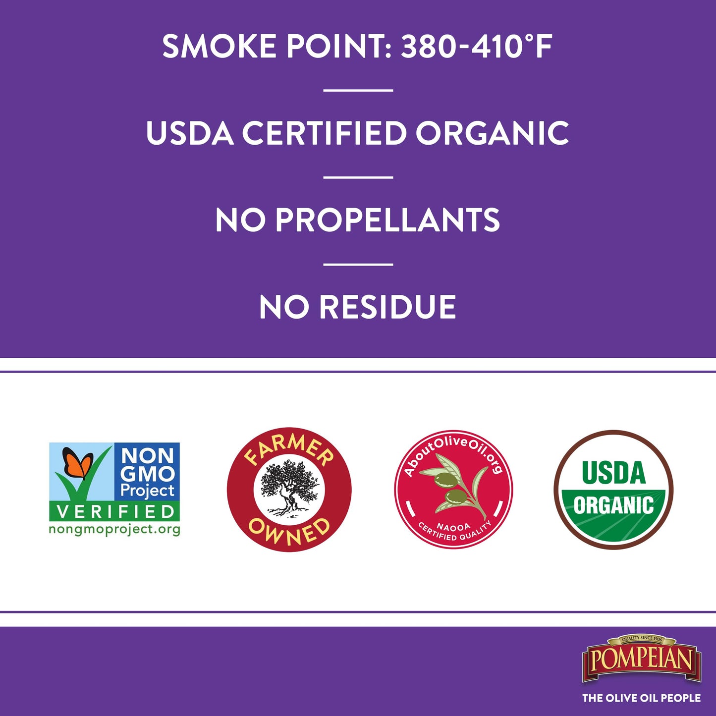 Pompeian USDA Certified Organic Smooth Extra Virgin Olive Oil Non-Stick Cooking Spray, First Cold Pressed, Delicate Flavor, Perfect for Sauteing & Stir-Frying, No Propellants, 5 FL. OZ., Single Bottle