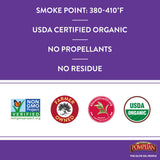 Pompeian USDA Certified Organic Smooth Extra Virgin Olive Oil Non-Stick Cooking Spray, First Cold Pressed, Delicate Flavor, Perfect for Sauteing & Stir-Frying, No Propellants, 5 FL. OZ., Single Bottle
