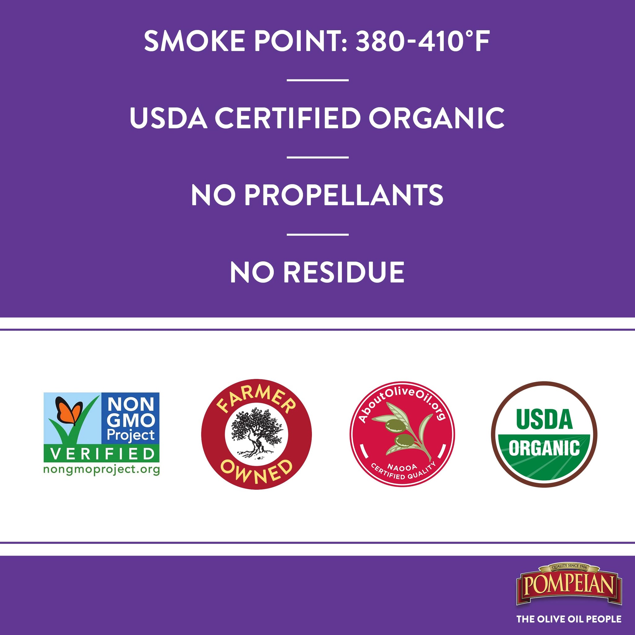 Pompeian USDA Certified Organic Smooth Extra Virgin Olive Oil Non-Stick Cooking Spray, First Cold Pressed, Delicate Flavor, Perfect for Sauteing & Stir-Frying, No Propellants, 5 FL. OZ., Single Bottle