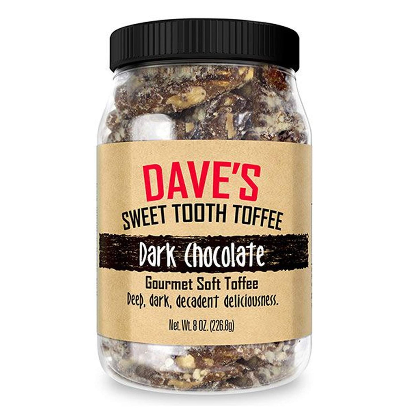 Dave's Sweet Tooth Toffee, Dark Chocolate Flavor with Real Butter, Real Sugar, and Hand-sliced Almonds, Handmade, Homemade, Naturally Gluten-Free, 8.0