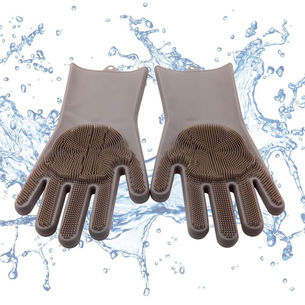KE WOOW Magic Silicone Pet Brush/Gloves. Silicone reusable cleaning brush, gloves with thick bristles scrubber for hair removal pets, dogs, cats