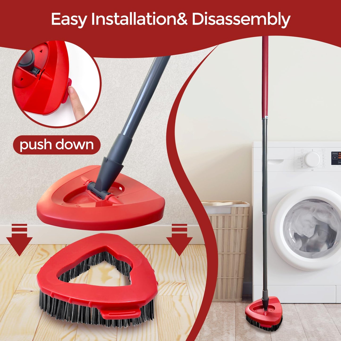 2 Pack Spin Mop Scrub Brush Replacement Head Compatible with EasyWring 1-Tank System, Hard Bristle Floor Scrubber Attachment for Tile, Tub, Bathroom
