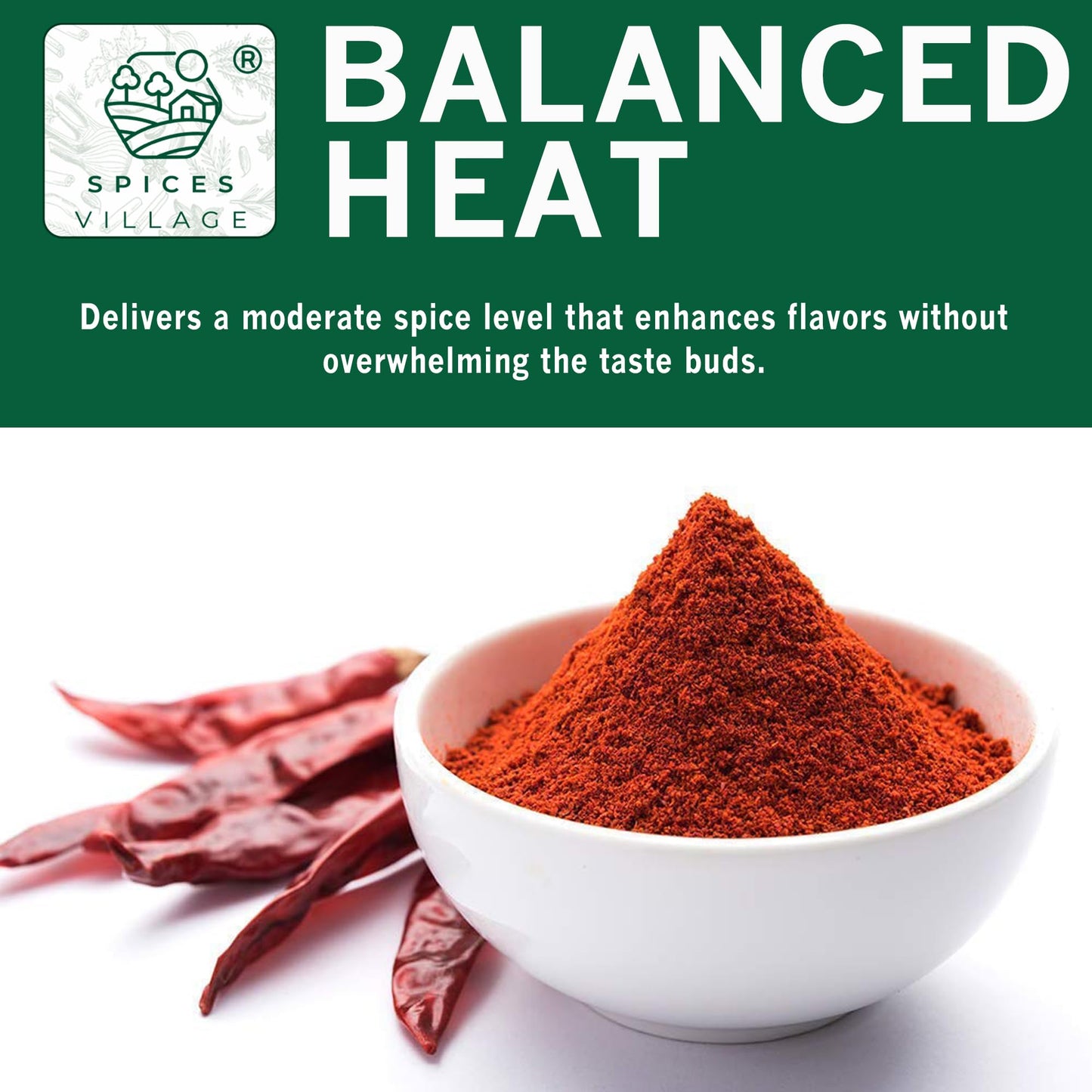Spices Village Red Chili Powder, Medium Hot Ground Red Peppers for Cooking, 8 oz, Kosher Certified, Indian Chili Seasoning, Gluten Free, Non GMO
