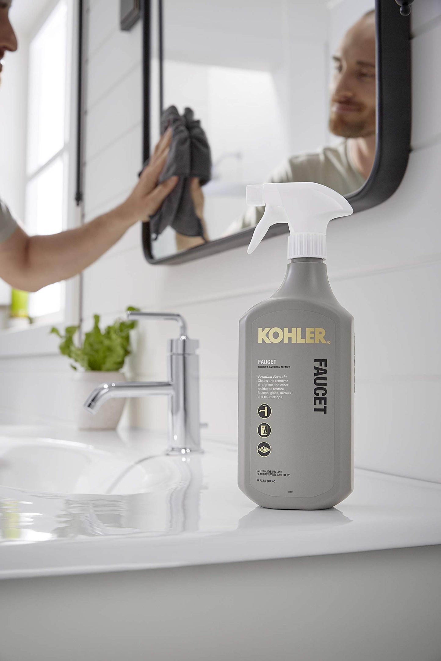 KOHLER K-EC23723-NA Faucet Cleaner, Kitchen and Bathroom Cleaner, Streak Free Shine, Ammonia and Alcohol Free, 28 FL Oz