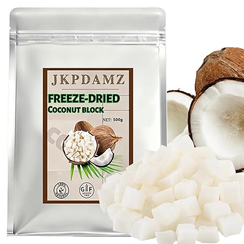 1.1 Ib Freeze-Dried Coconut Chunks, Unsweetened Dehydrated Coconut Flakes, 500g, Plant-Based Snack for Breakfast, Desserts, Smoothies