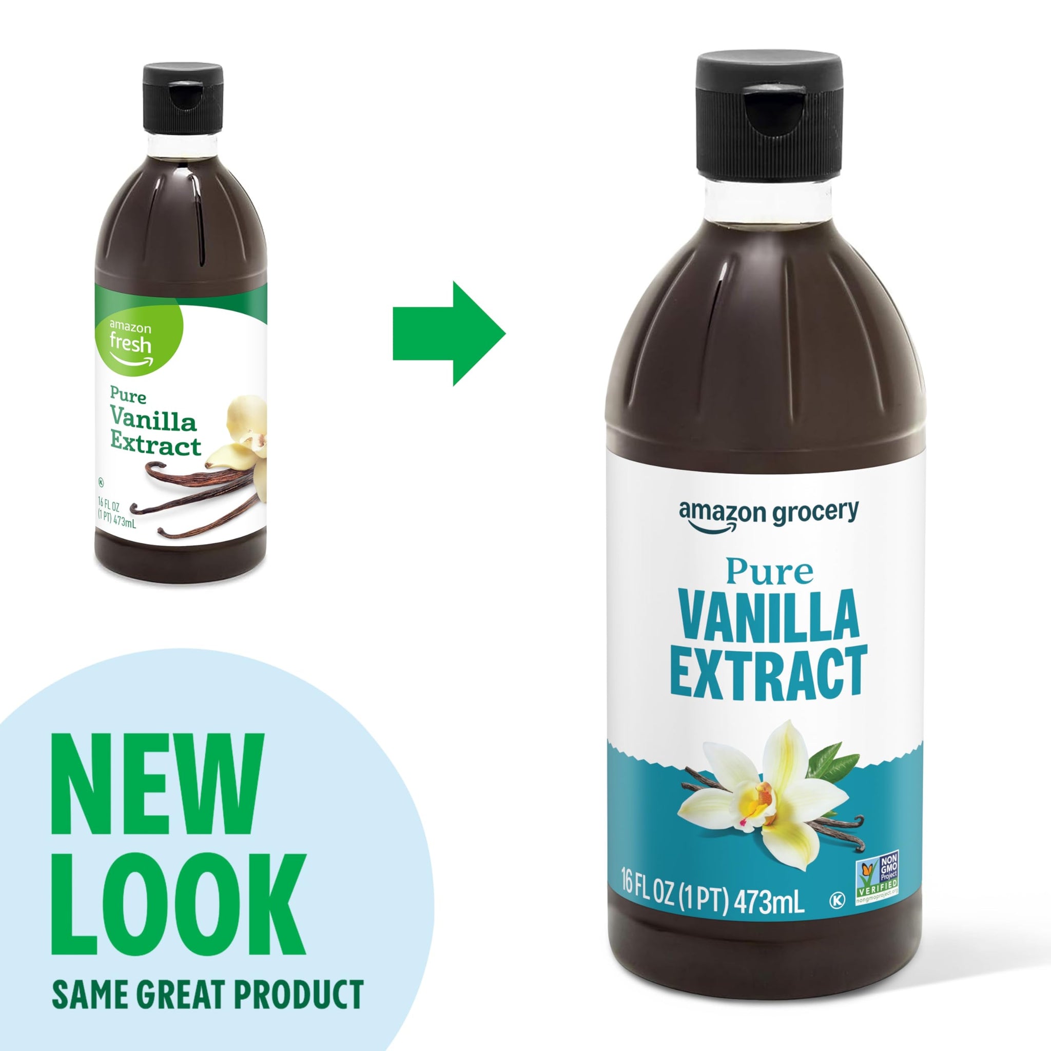 Amazon Grocery, Pure Vanilla Extract, 16 Fl Oz