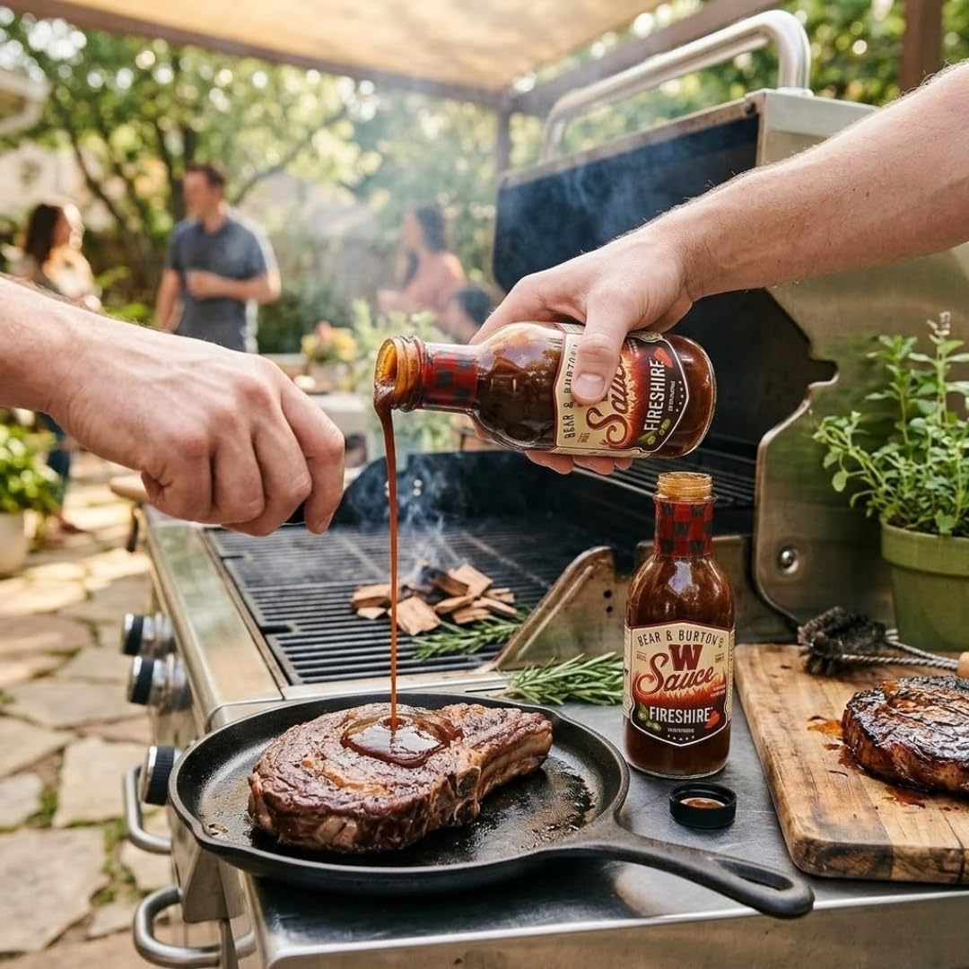 Bear & Burton's The W Sauce Fireshire Sauce - 12 oz Bottles - Worcestershire Style - Worshestire Flavor - Worcester Alternative Original