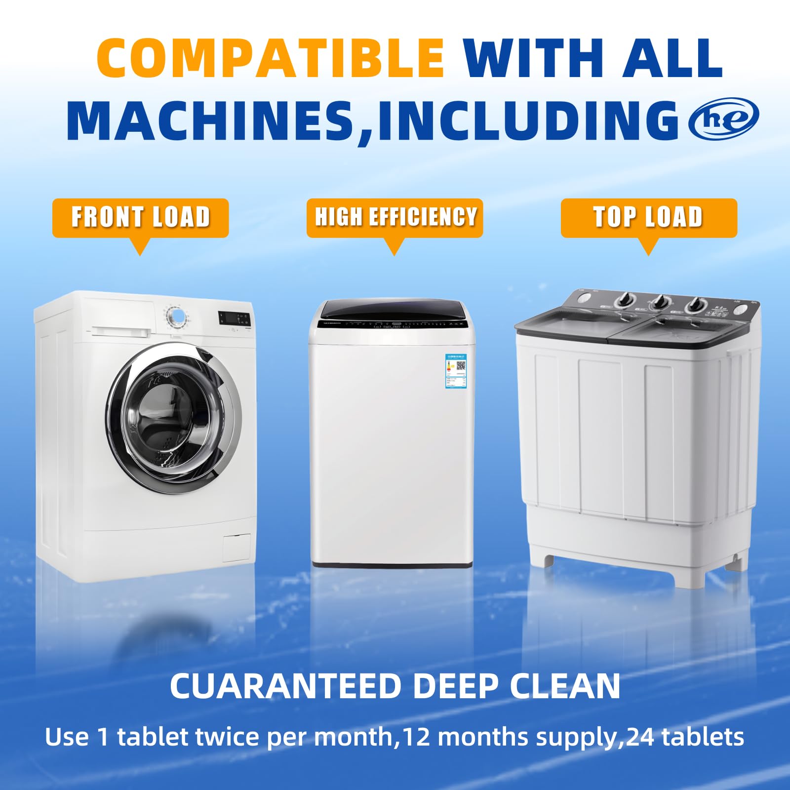 Infiniti Clean Washing Machine Cleaner Tablets 8 Pack - Washer Machine Cleaner Tablets for Top Loader
