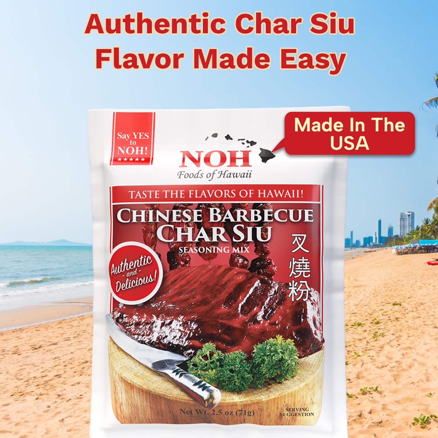 NOH Chinese Barbecue Char Siu Seasoning Mix, 2.5 oz Packet (Pack of 3) - Authentic Chinese Barbecue Seasoning for Restaurant-Style Classic Char Siu
