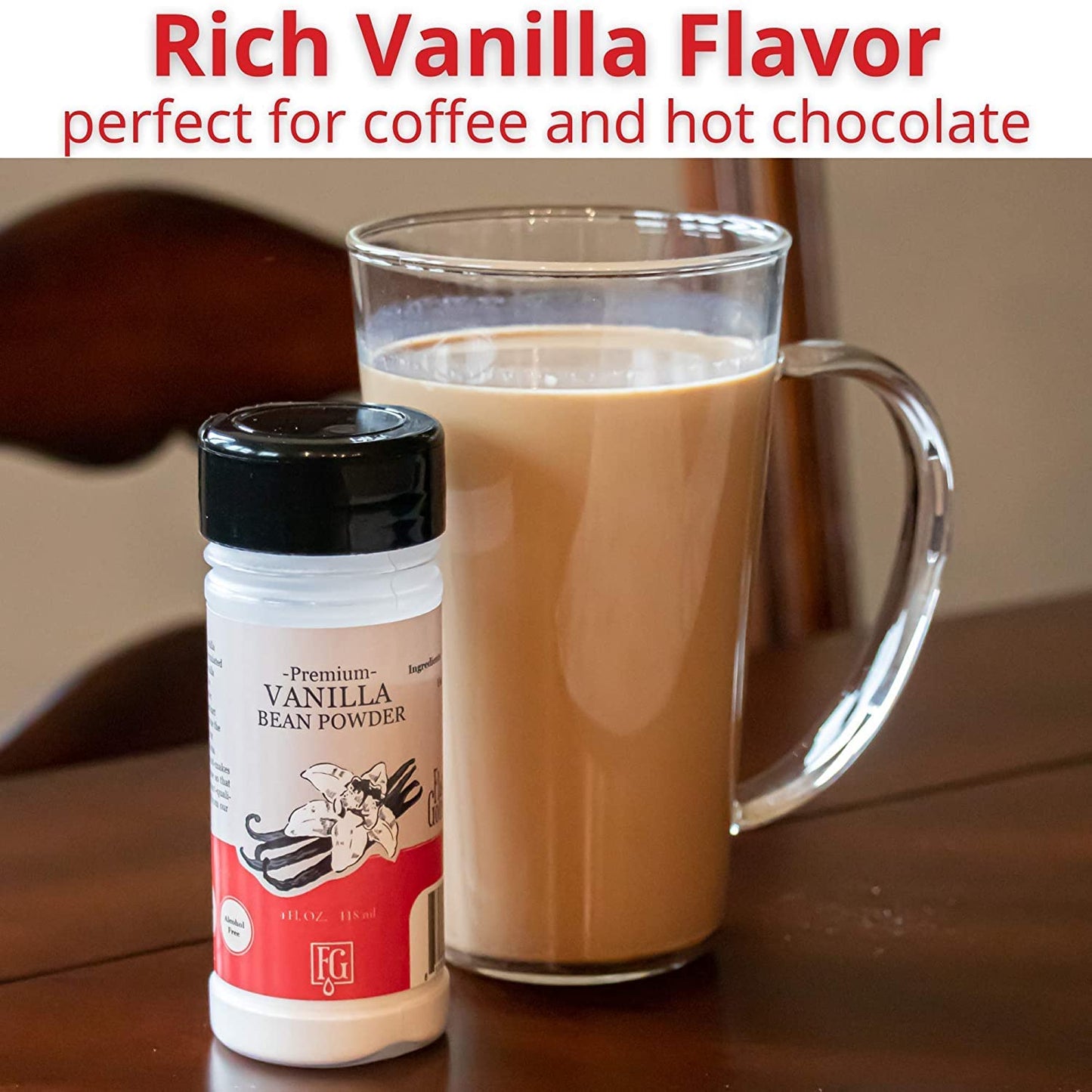 Flavors Gourmet Premium Vanilla Bean Powder - 8 oz - Baking Ingredient, Smoothie Enhancer & Coffee Flavoring - Alcohol-Free Vanilla Flavoring - Pure