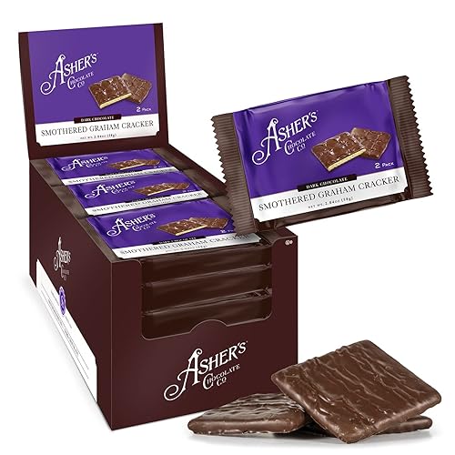 Asher's Chocolates, Chocolate Covered Grahams, Gourmet Sweet and Salty Candy, Individually Wrapped Snack, Family Owned Since 1892 (Dark Chocolate, 15