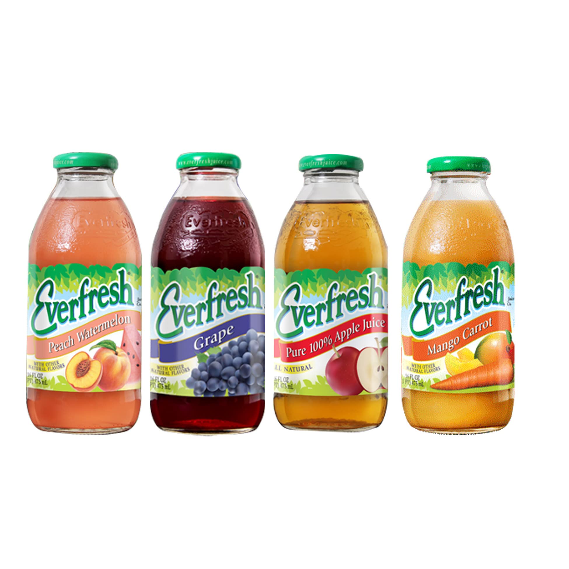 BeeQ Box - (Pack of 8) Variety Everfresh Juice, 8 Differnt Flavors : Peach Watermelon, Grape, Apple, Mango Carrot, Orange, Pina Colada, Kiwi