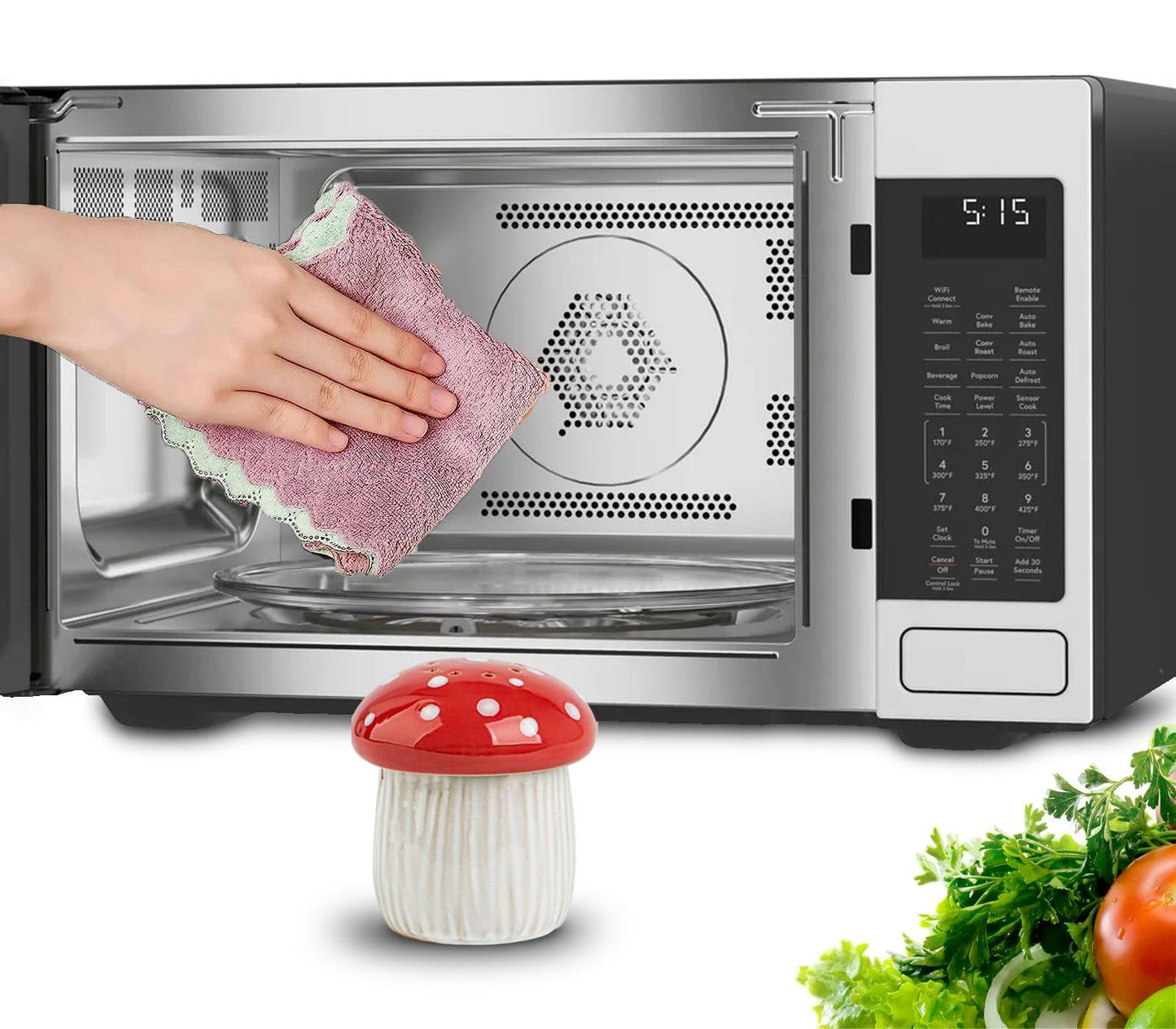 dgudgu Mushroom Microwave Cleaner Steam Ceramic Oven Cleaner Microwave Steam Cleaner Red Kitchen Microwave Cleaning
