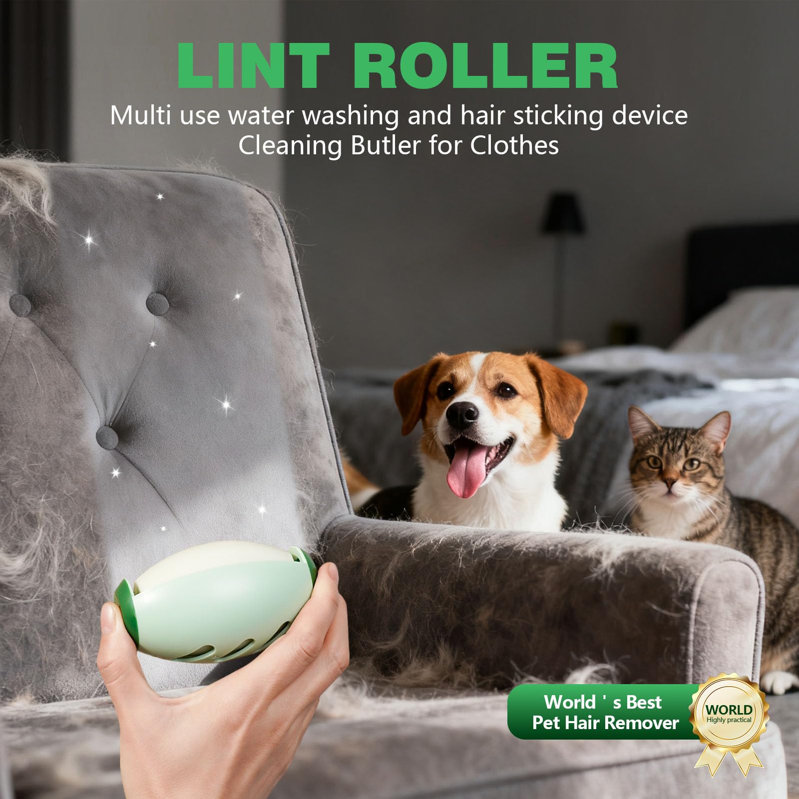 Reusable Lint Roller for Pet Hair Extra Sticky, Portable Home Travel Washable Lint Roller (1PCS)