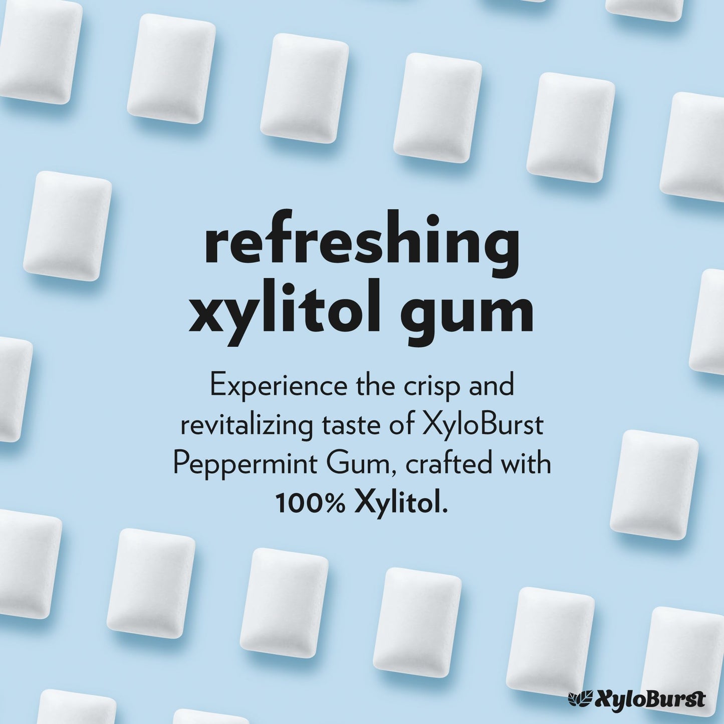XyloBurst Gum | Xylitol Chewing Gum | Sugar Free, Gluten Free, Keto Friendly | Aspartame Free Gum For Oral Health | Peppermint | 12 Pieces, Pack of 12