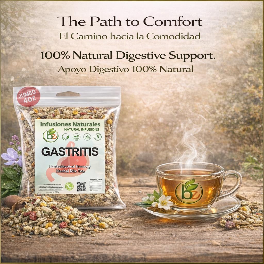 Gastritis-BYE Herbal Tea - 100% Natural Herbal Infusion - Compuesto de Hierbas Naturales - 4 oz - Herbal Mixture for Digestive Comfort - Té para