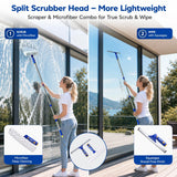 ITTAR Window Squeegee Cleaning Kit with 60 Inch Extension Pole, Glass Cleaner Tool 12" Rubber Blade & 2 Microfiber Pads, Window Washing Equipment