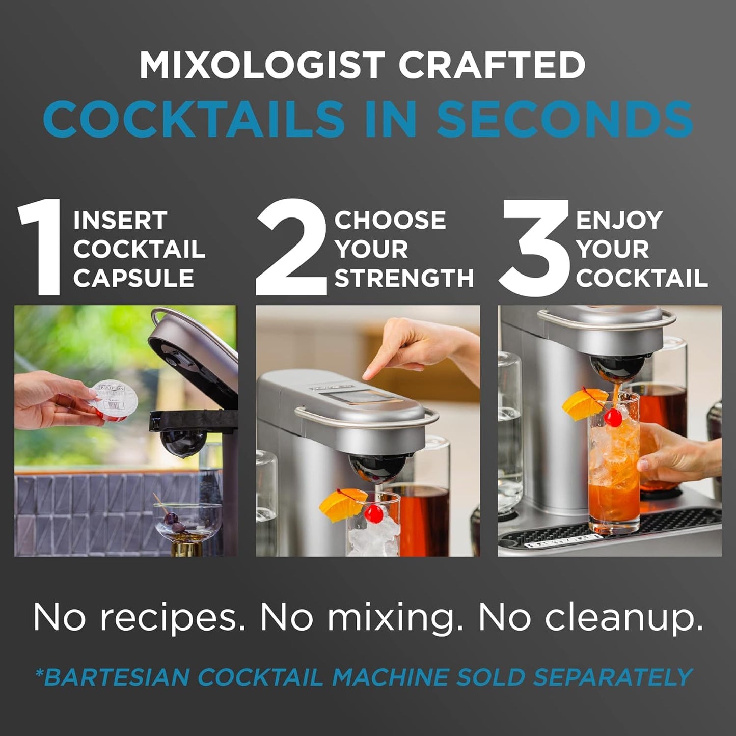 Bartesian 24-Pack Lemon Drop Variety Pack Capsules for Cocktail Machine - Home Bar Mixology Cocktails Mix Pod Capsule Set To Use With the Bartesian