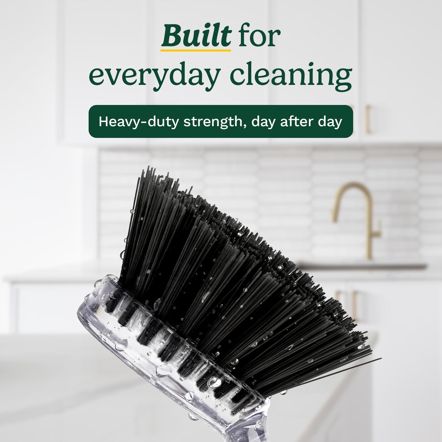 Cuisinart Dish Brush with Handle 2 Pack - Kitchen Scrub Brush for Dishes, Pots & Pans, Non-Scratch Dish Scrubber, Firm Bristles for Sink & Cookware