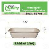 EcoQuality 29oz Disposable Bowls - Rectangular Compostable Sugarcane Fiber Biodegradable Paper Bowls Eco-Friendly Oblong Take Out Food Containers