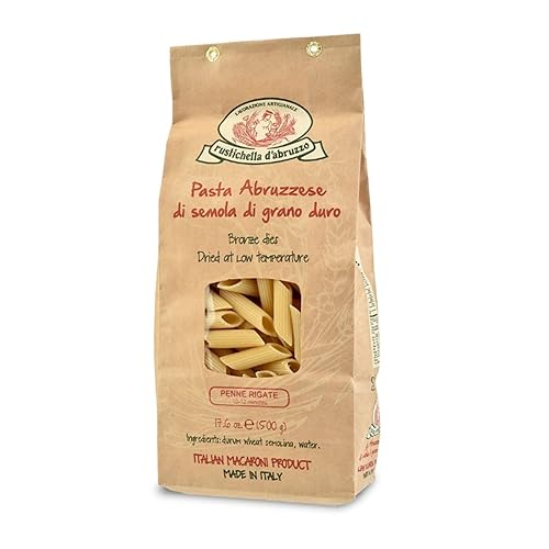 Rustichella d'Abruzzo Penne Rigate Pasta - 500g Classic Durum Wheat Short Pasta with Ridges - Ideal for Sauces - Cooks in 10-12 Minutes - Authentic