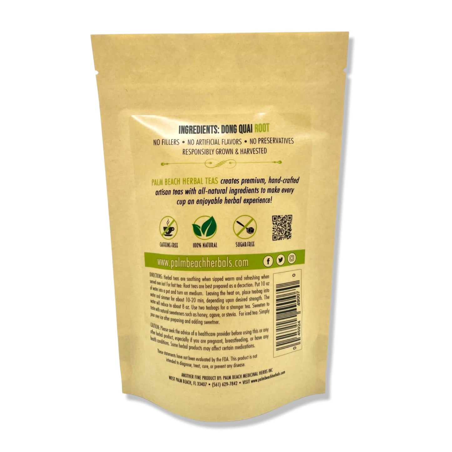 Palm Beach Medicinal Herbs - Dong Quai Root Tea - Pure Herbal Tea Series, 30ct