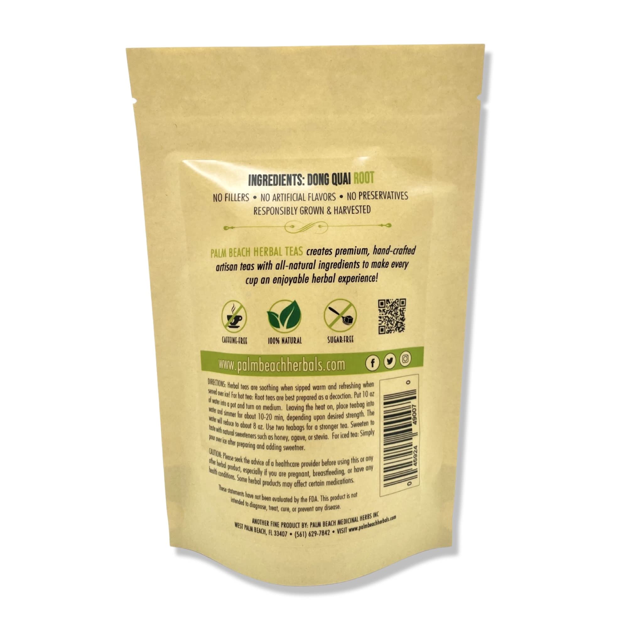 Palm Beach Medicinal Herbs - Dong Quai Root Tea - Pure Herbal Tea Series, 30ct