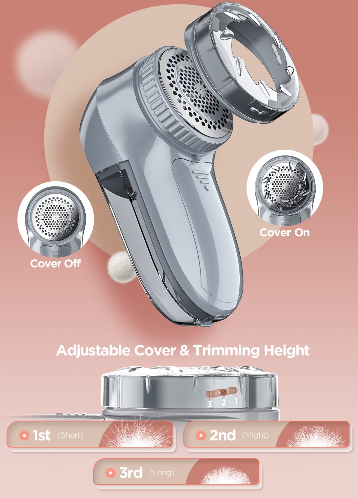 Bymore Fabric Shaver Lint Shaver for Clothes, Dual Power Lint Remover with Battery or Corded Use, Portable Sweater Shaver for Clothing, Furniture