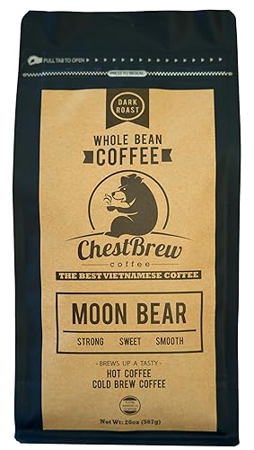 ChestBrew Moon Bear - Strong Smooth Vietnamese Whole Bean Coffee, 20 oz