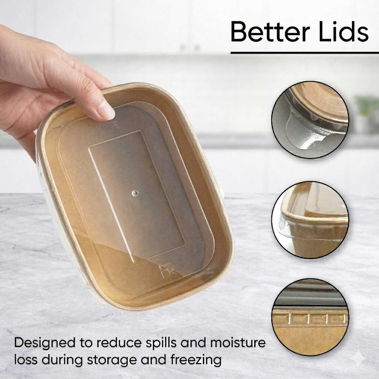 Leafiew 50 Pack 35Oz Disposable Meal Prep Containers With Lids - Microwave and Freezer Safe Kraft Paper Bowls with Lids and Forks - Disposable Food