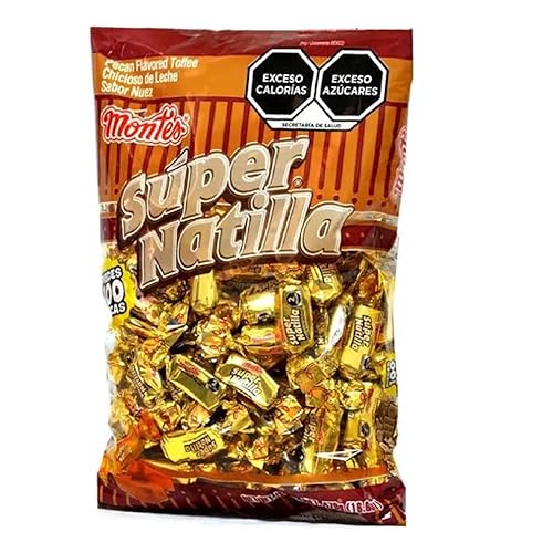 Montes Super Natilla. Delicious Mexican Pecan Flavored Toffee. 1 Bag (100 pieces, 470 Grams).