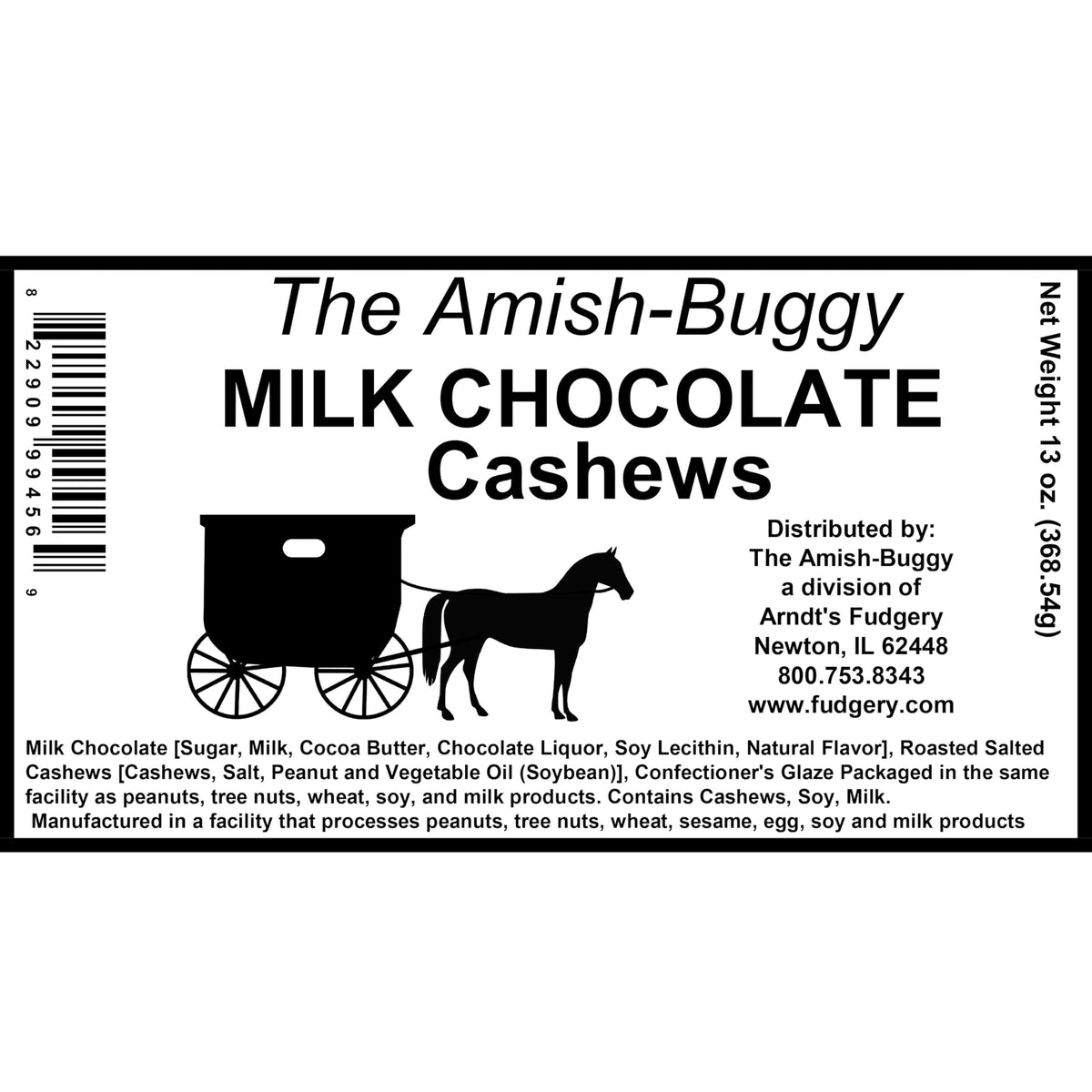 Arndts Fudgery Premium Milk Chocolate Covered Cashews (2-13 oz. Bags)