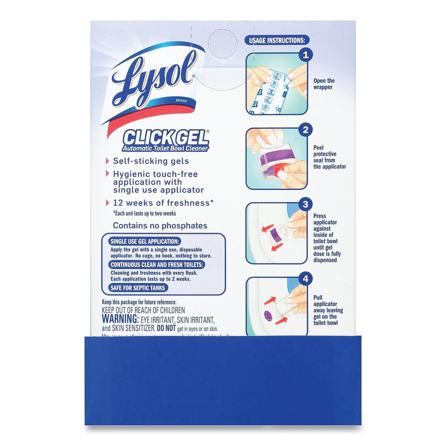 Lysol Click Gel Automatic Toilet Bowl Cleaner, Toilet Gel Stamp, Toilet Freshener, Bathroom Essentials, Refreshing Lavender Scent, 6 Count (Pack of 1)