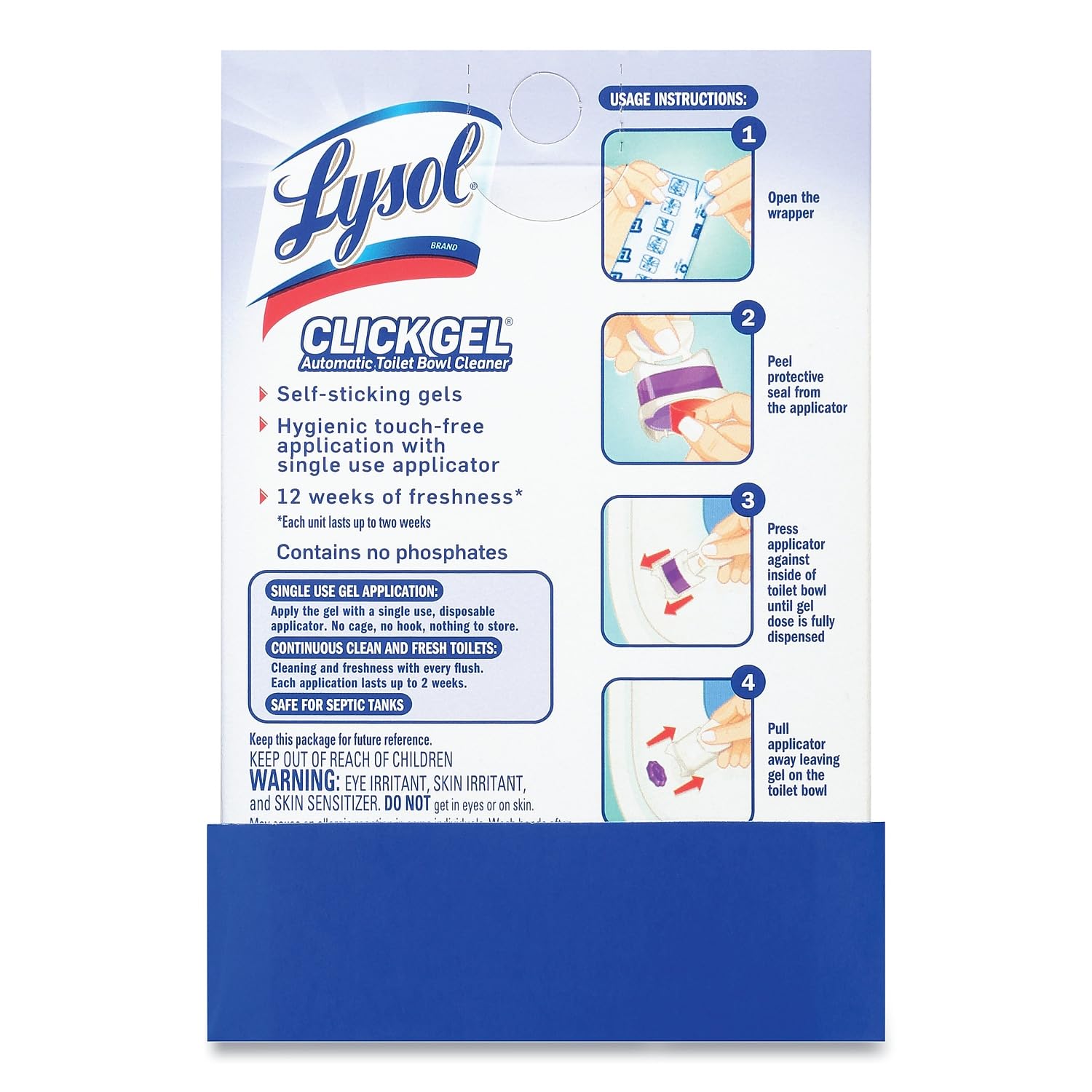 Lysol Click Gel Automatic Toilet Bowl Cleaner, Toilet Gel Stamp, Toilet Freshener, Bathroom Essentials, Refreshing Lavender Scent, 6 Count (Pack of 1)