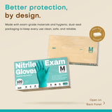 SUP Powder-Free Nitrile Gloves, 100 Count Food Safe Latex-Free Disposable Gloves for Medical Cooking Cleaning Food Prep, Teal (Medium)