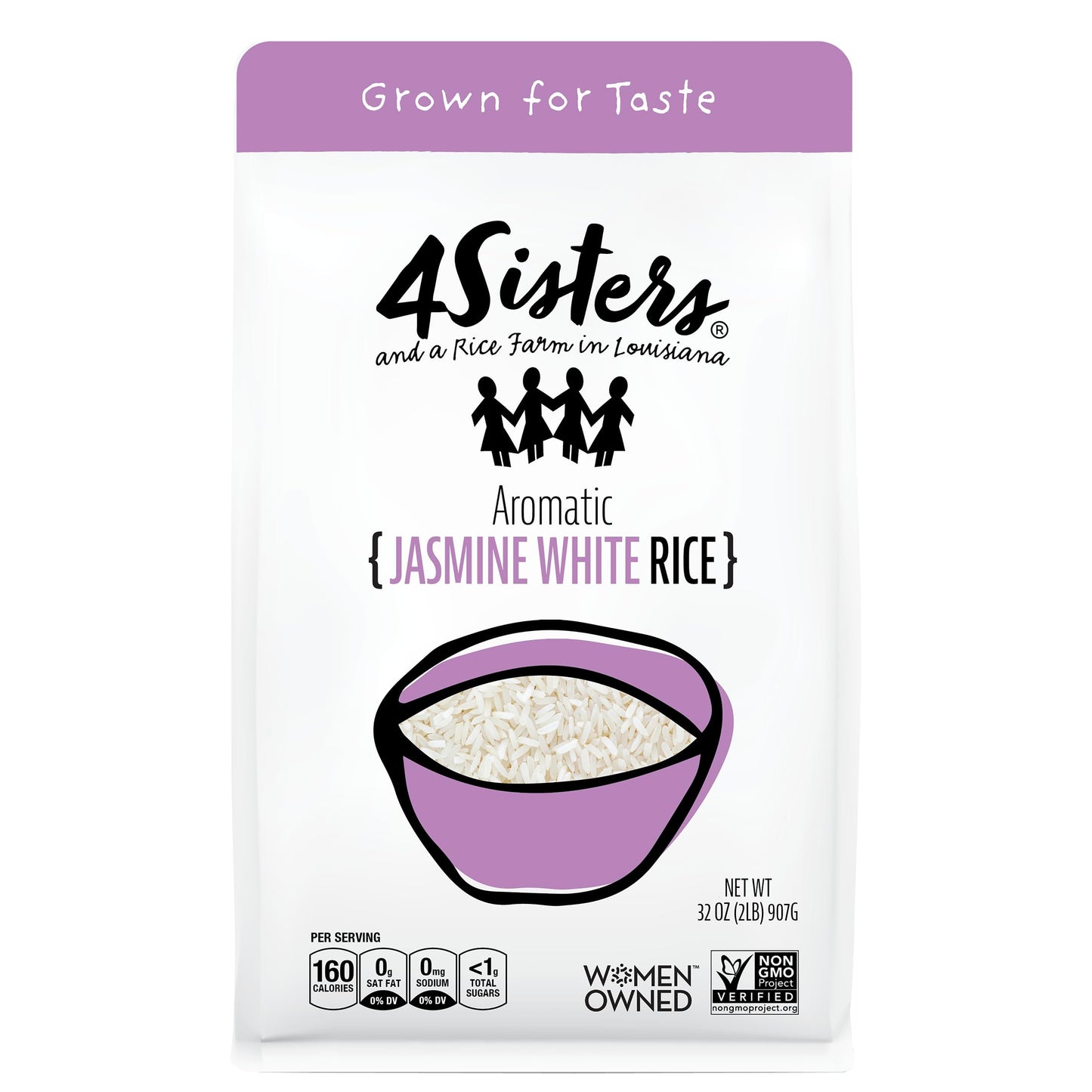 4Sisters - Premium Long Grain Aromatic Jasmine White Rice - Sustainably Grown - Women Owned - Farm to Table (2 lb)