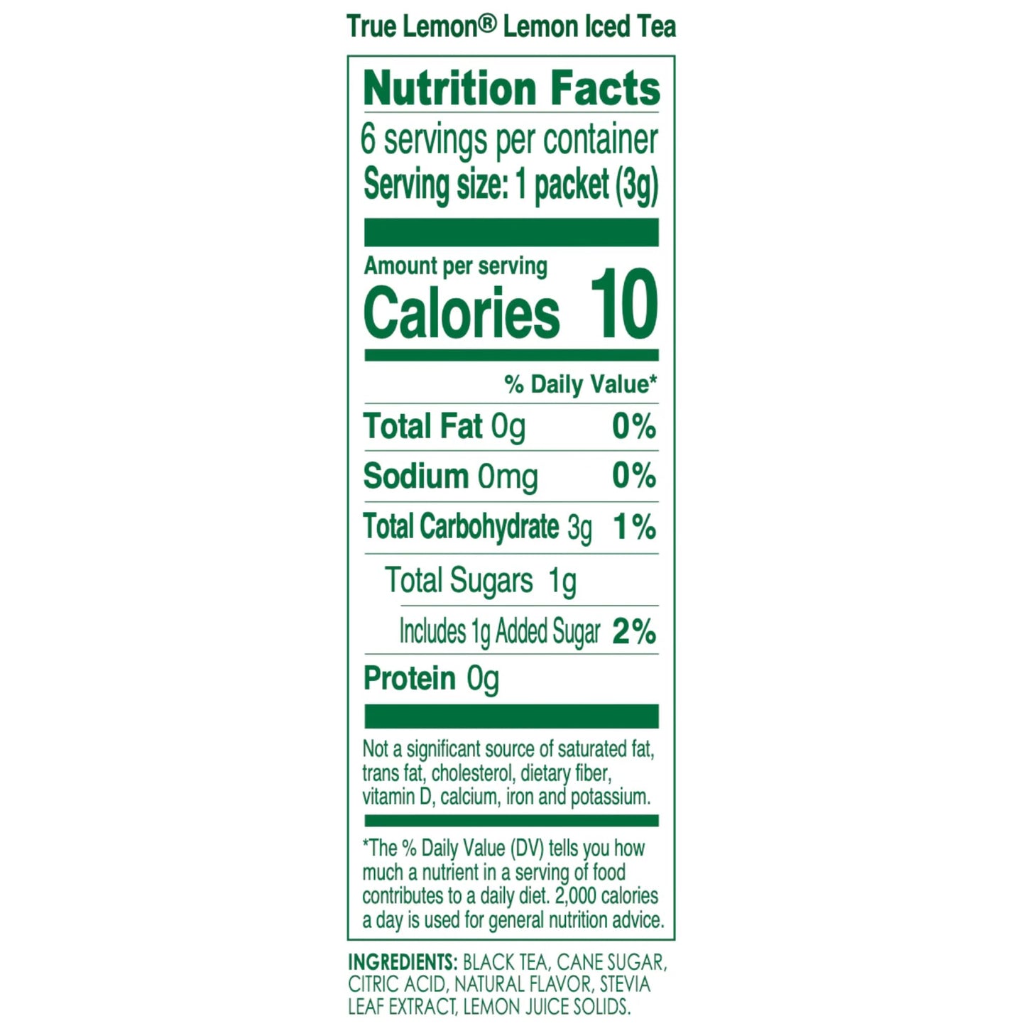 LEMON ICED TEA MIX by TRUE LEMON | Instant Powdered Drink Packets That Quench YOUR Thirst, Mouth Watering True Citrus LEMON (ICED TEA), 6 Count (Pack