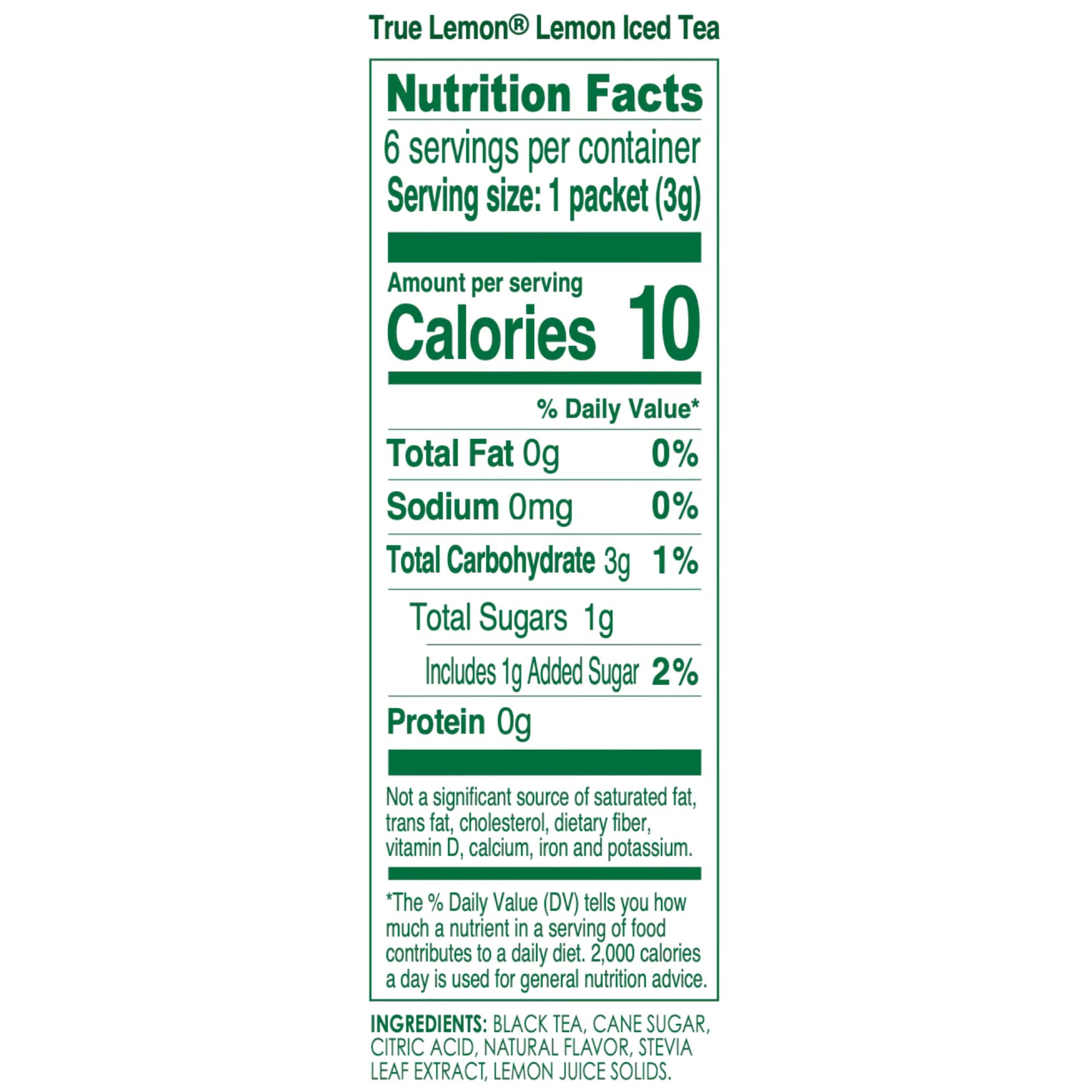 LEMON ICED TEA MIX by TRUE LEMON | Instant Powdered Drink Packets That Quench YOUR Thirst, Mouth Watering True Citrus LEMON (ICED TEA), 6 Count (Pack