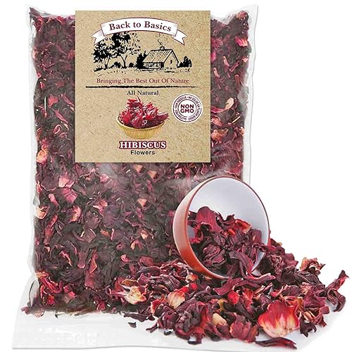 Hibiscus Tea Flowers - 1 Pound Resealable Bag - All Natural, Agua De Jamaica Leaves- Sun Dried Hibiscus- For Hot Or Cold Brew Tea