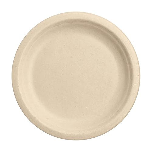 Responsible Products 100% Compostable 6 Inch Paper Plates Brown (50 Pack), Disposable Plates Heavy Duty, Paper Dinner Plates, Dessert Plates, Made