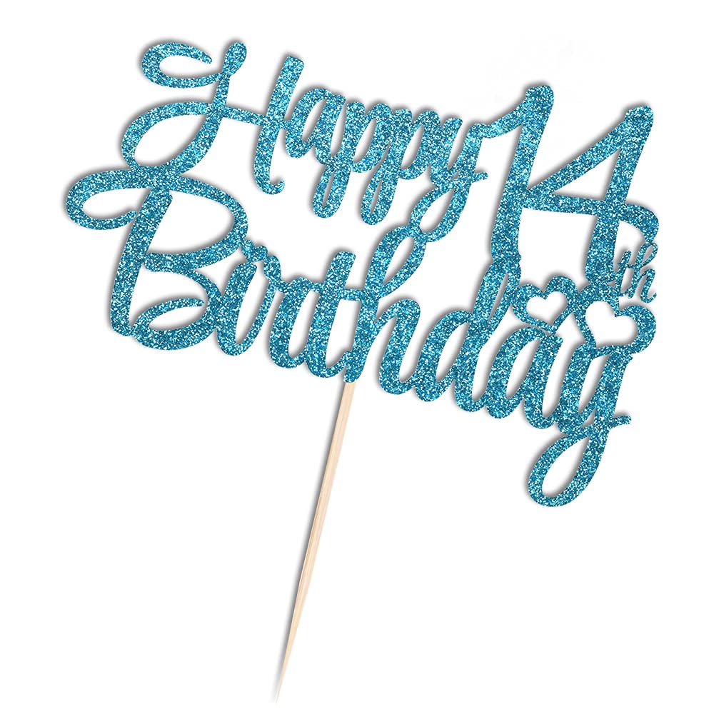 Blue flash 14th birthday cake topper ? happy 14th birthday cake topper?14th birthday party cake decorations