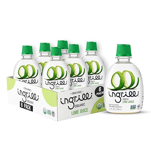Ingrilli 100% Lime Juice from Concentrate, 4 Fl Oz Squeeze Bottles (Pack of 6)